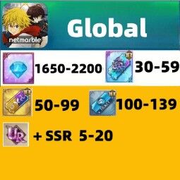 🌍 Global | 💎 1650–2200 Diamonds | 🎟️ 30–59 SSR Tickets | 🎫 155–220 Other Tickets | 🔀 Random 5–15 SSR/UR Units | 📱 Android/iOS | ⚡ Fast Delivery | 7 Deadly 0