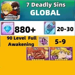 🌍 Global | 💎 880+ Diamonds | 🔀 Random 5–10 UR Units | 🎟️ 20–30 SSR & Other Tickets | 📱 Android/iOS | ⚡ Fast Delivery | 7 Deadly Sins 0
