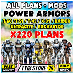 POWER ARMORS MODS AND PLANS ABOUT 220 PLANS ( t-60 t-51 t-45 x-01 RAIDER ULTRACITE EXCAVATOR ) 0