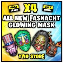 NEW FASNACHT GLOWING MASKS  SET ( Jackalope glowing mask- Bigfoot glowing mask- Veggie glowing mask - Fasnacht glowing Abe mask ) 0