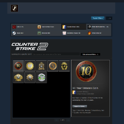 CS2 Prime 1153 hrs. Dota 1267 hrs. (Medal 8) 2016, 2018, 2022 Service Medal, Loyalty Badge, 5-10 Year Veteran Coin, Operation Breakout Coin 1