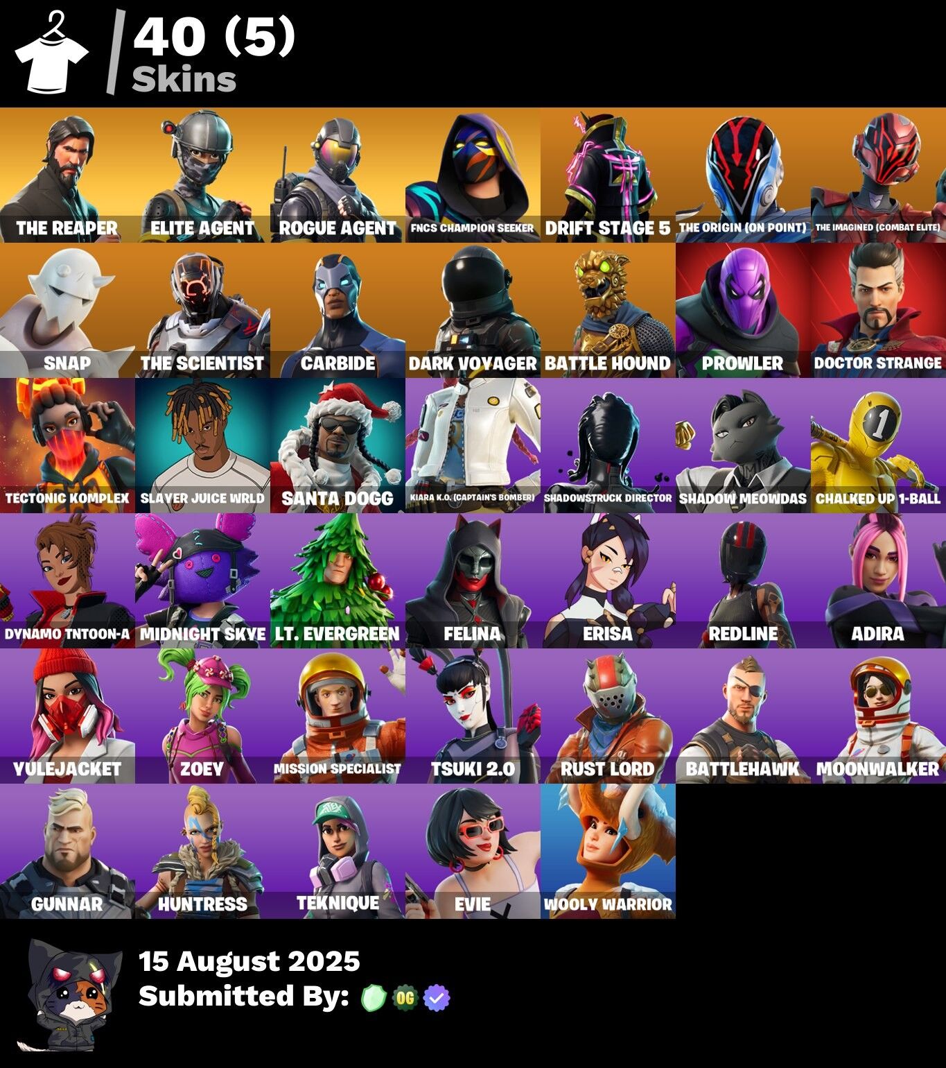 Fortnite Account ( PC ) (The Reaper, Take the L, Elite Agent, Rogue Agent) (40 Skins)