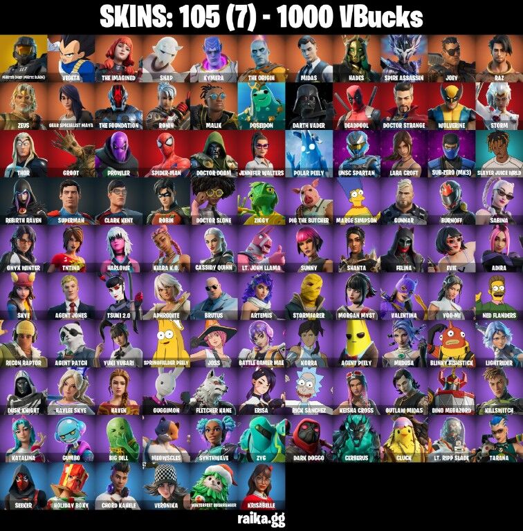 Fortnite Account ( PLAYSTATION / XBOX / NINTENDO ) (Master Chief, Lara Croft, Ronin, Skye) (105 Skins)