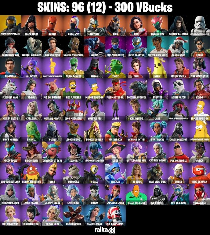 Fortnite Account ( PLAYSTATION / XBOX / NINTENDO ) (Master Chief, Ruin, Felina, Valentina) (96 Skins)