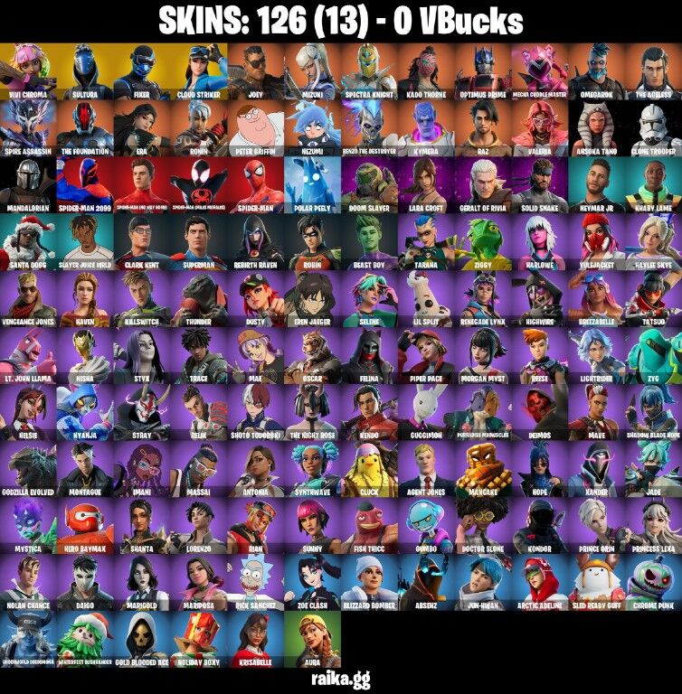 Fortnite Account ( PLAYSTATION / XBOX / PC / NINTENDO ) (Vivi Chroma, Fixer, Sultura, Lara Croft) (126 Skins)