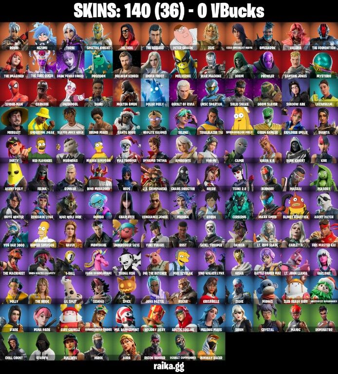 Fortnite Account ( XBOX / NINTENDO / PC ) (Reaper, Shadow Ark, Santa Dogg, Aura) (140 Skins)