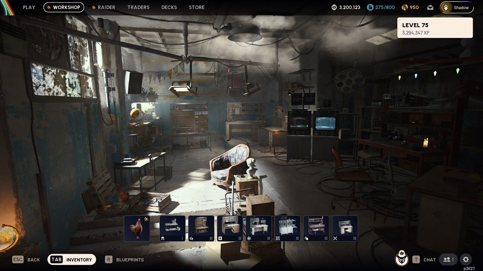 75 level | All 74 Blueprints | 6.2 Million Total coins Value | 137 Guns lvl 4 | Max Benches lvl 3 + Scrappy lvl 5 | 280 max stash with items | Game Bought Steam