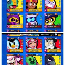 #16⭕34K Trophy⭕Total- 28 Brawler Max⭕9 Hypercharge⭕19 max power⭕105 skin⭕190 gems⭕star shelly skin⭕cheep 2